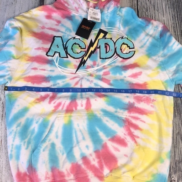 AC/DC  Multi-Color Tie Dye Long Sleeve Hoodie Sz L - Picture 5 of 10
